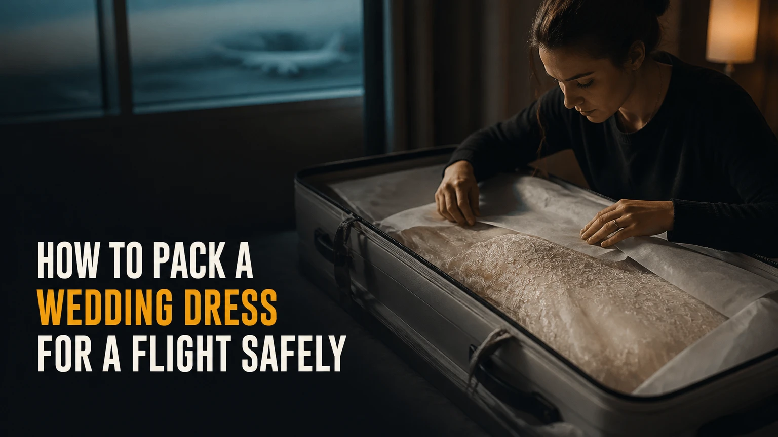 how to pack a wedding dress for a flight